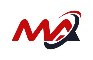 Ma Logo Swoosh elips kırmızı mektup vektör kavramı