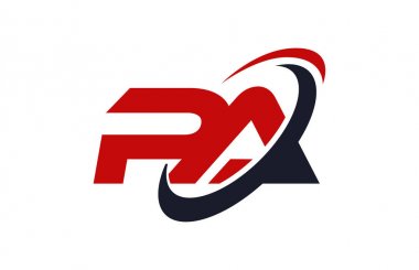 PA Logo Swoosh elips kırmızı mektup vektör kavramı