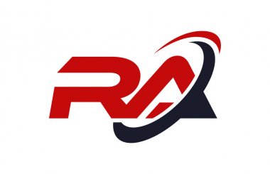 Ra Logo Swoosh elips kırmızı mektup vektör kavramı