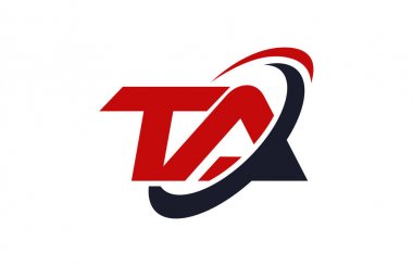 Ta Logo Swoosh elips kırmızı mektup vektör kavramı