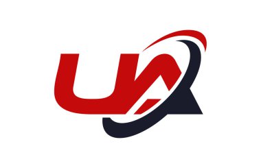 UA Logo Swoosh elips kırmızı mektup vektör kavramı