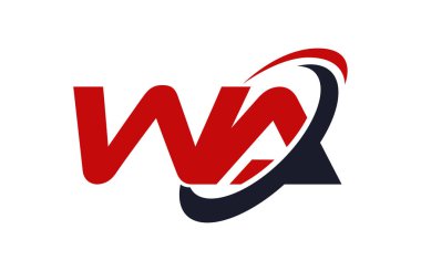 WA Logo Swoosh elips kırmızı mektup vektör kavramı