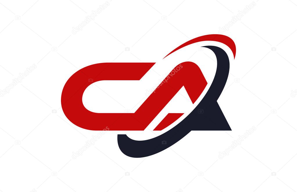 CA Logo Swoosh Ellipse Red Letter Vector Concept