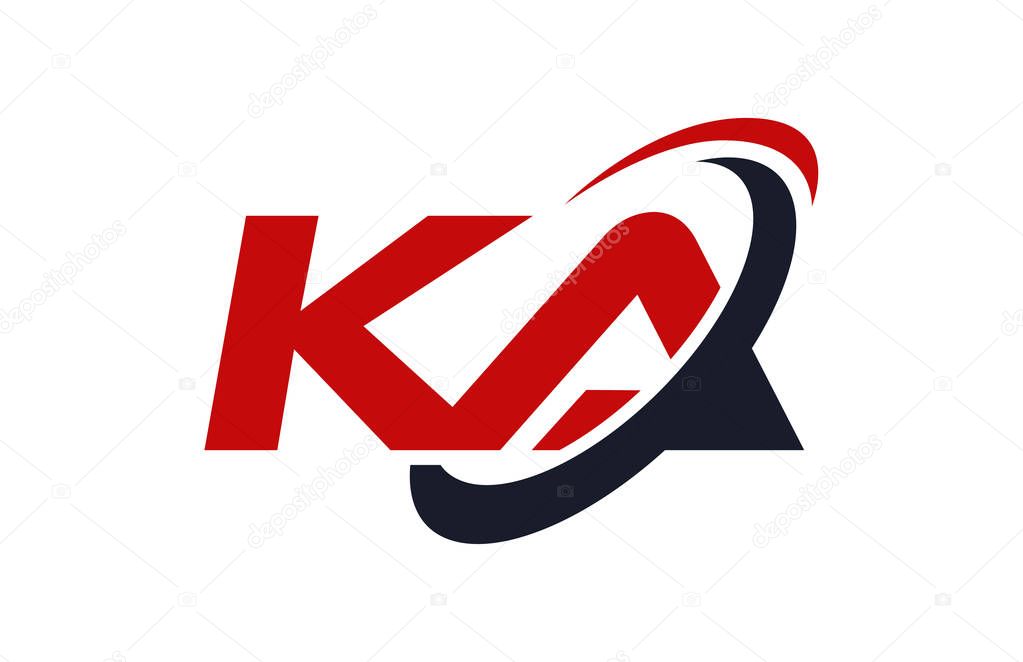 KA Logo Swoosh Ellipse Red Letter Vector Concept