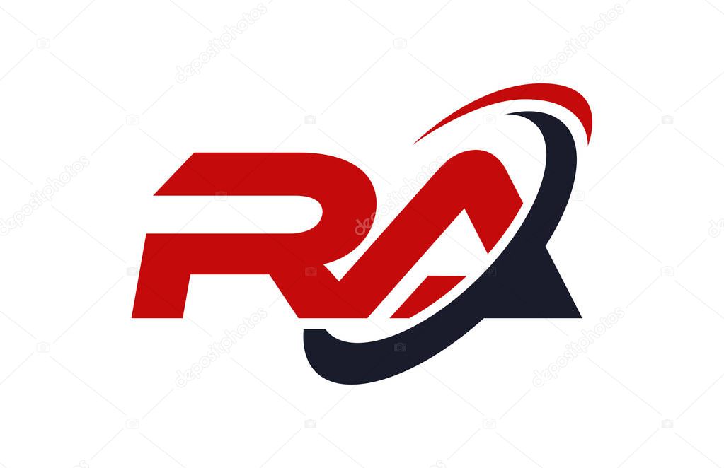 RA Logo Swoosh Ellipse Red Letter Vector Concept