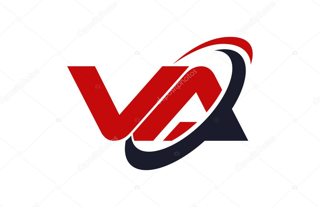 VA Logo Swoosh Ellipse Red Letter Vector Concept