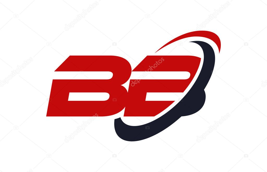 BB  Logo Swoosh Ellipse Red Letter Vector Concept