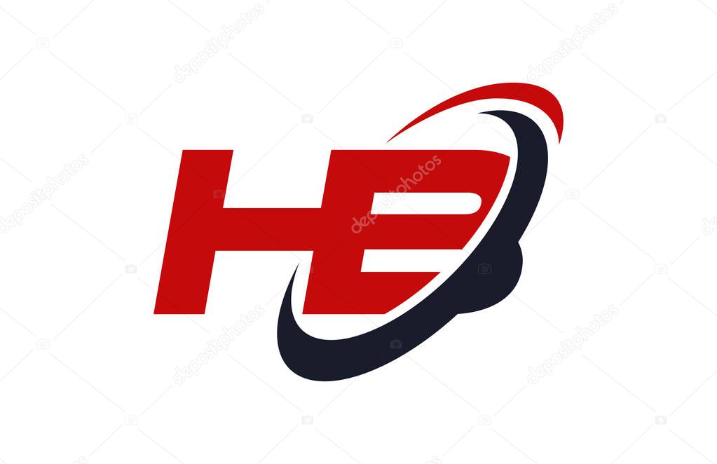 HB  Logo Swoosh Ellipse Red Letter Vector Concept