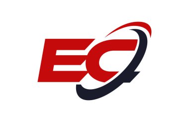 EC Logo Swoosh elips kırmızı mektup vektör kavramı