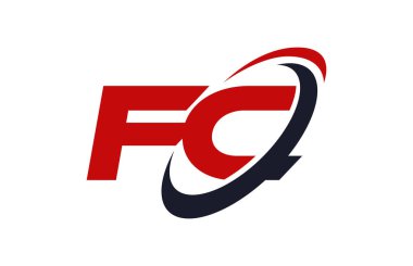 FC Logo Swoosh elips kırmızı mektup vektör kavramı
