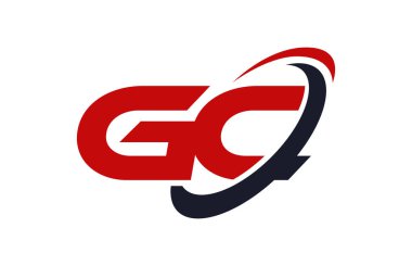 GC Logo Swoosh elips kırmızı mektup vektör kavramı
