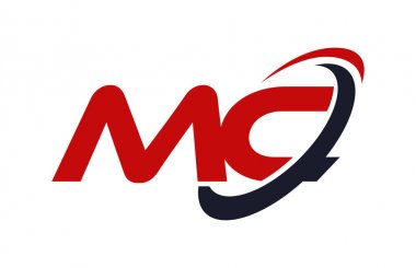 MC Logo Swoosh elips kırmızı mektup vektör kavramı