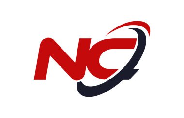 NC Logo Swoosh elips kırmızı mektup vektör kavramı