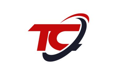 TC Logo Swoosh elips kırmızı mektup vektör kavramı
