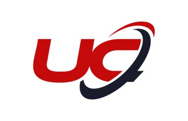 UC Logo Swoosh elips kırmızı mektup vektör kavramı