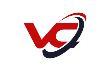 VC Logo Swoosh elips kırmızı mektup vektör kavramı