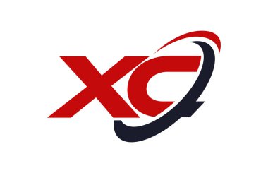 XC Logo Swoosh elips kırmızı mektup vektör kavramı