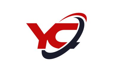 YC Logo Swoosh elips kırmızı mektup vektör kavramı