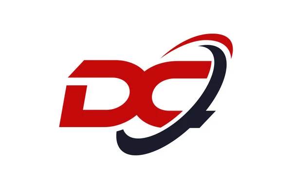 stock vector DC Logo Swoosh Ellipse Red Letter Vector Concept