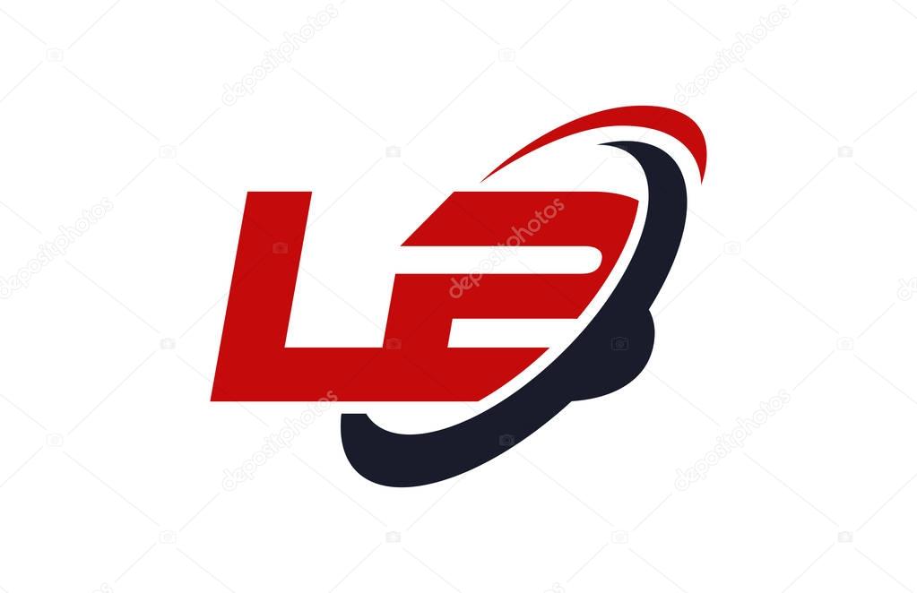 LB  Logo Swoosh Ellipse Red Letter Vector Concept