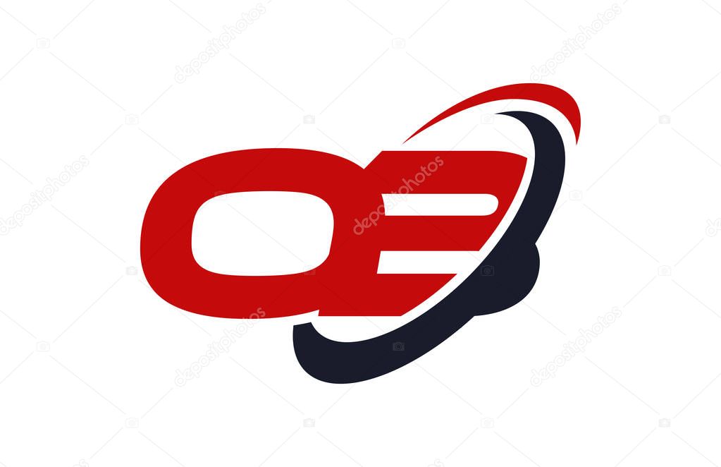 OB  Logo Swoosh Ellipse Red Letter Vector Concept