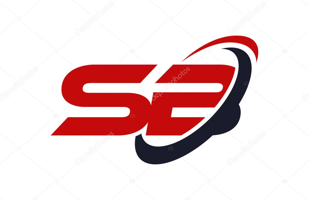 SB  Logo Swoosh Ellipse Red Letter Vector Concept