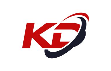 KD Logo Swoosh elips kırmızı mektup vektör kavramı