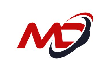 MD Logo Swoosh elips kırmızı mektup vektör kavramı