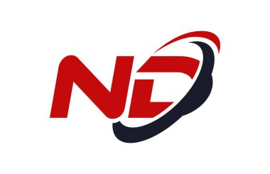 ND Logo Swoosh elips kırmızı mektup vektör kavramı
