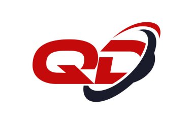QD Logo Swoosh elips kırmızı mektup vektör kavramı