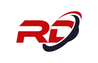 RD Logo Swoosh elips kırmızı mektup vektör kavramı