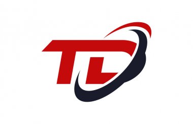 TD Logo Swoosh elips kırmızı mektup vektör kavramı