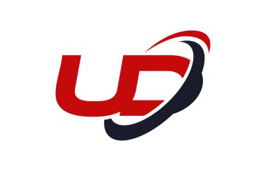 UD Logo Swoosh elips kırmızı mektup vektör kavramı