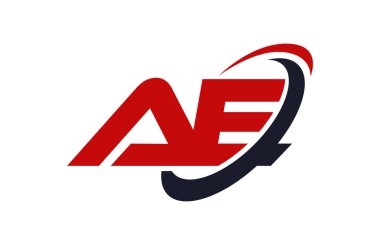 AE Logo Swoosh elips kırmızı mektup vektör kavramı