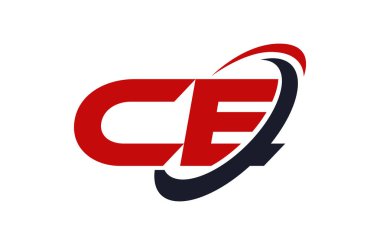 CE Logo Swoosh elips kırmızı mektup vektör kavramı