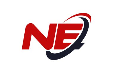 Ne logosu Swoosh elips kırmızı mektup vektör kavramı