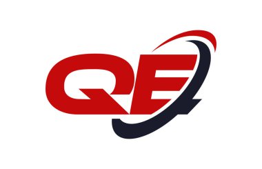QE Logo Swoosh elips kırmızı mektup vektör kavramı