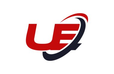 UE Logo Swoosh elips kırmızı mektup vektör kavramı
