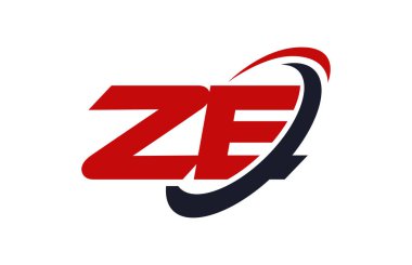 Ze Logo Swoosh elips kırmızı mektup vektör kavramı