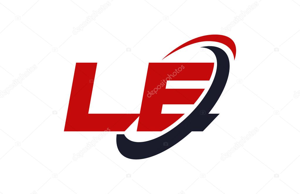 LE Logo Swoosh Ellipse Red Letter Vector Concept