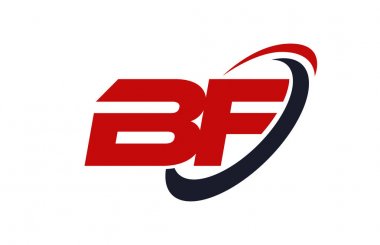 BF Logo Swoosh elips kırmızı mektup vektör kavramı