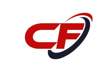 CF Logo Swoosh elips kırmızı mektup vektör kavramı