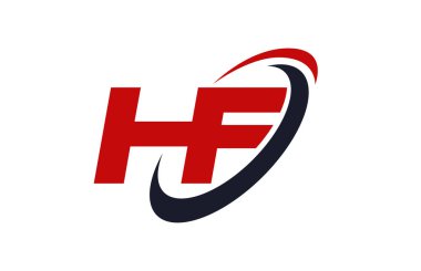 HF Logo Swoosh elips kırmızı mektup vektör kavramı