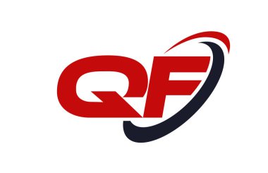 QF Logo Swoosh elips kırmızı mektup vektör kavramı