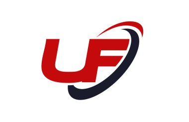 Uf Logo Swoosh elips kırmızı mektup vektör kavramı