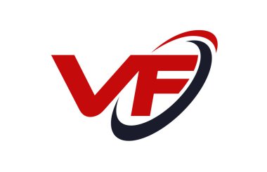 VF Logo Swoosh elips kırmızı mektup vektör kavramı