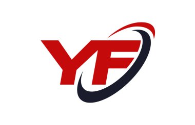 YF Logo Swoosh elips kırmızı mektup vektör kavramı