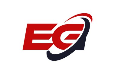 Örneğin Logo Swoosh elips kırmızı mektup vektör kavramı