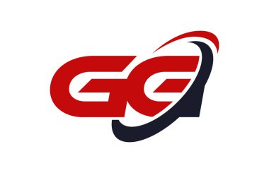 Gg Logo Swoosh elips kırmızı mektup vektör kavramı