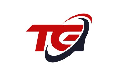 TG Logo Swoosh elips kırmızı mektup vektör kavramı